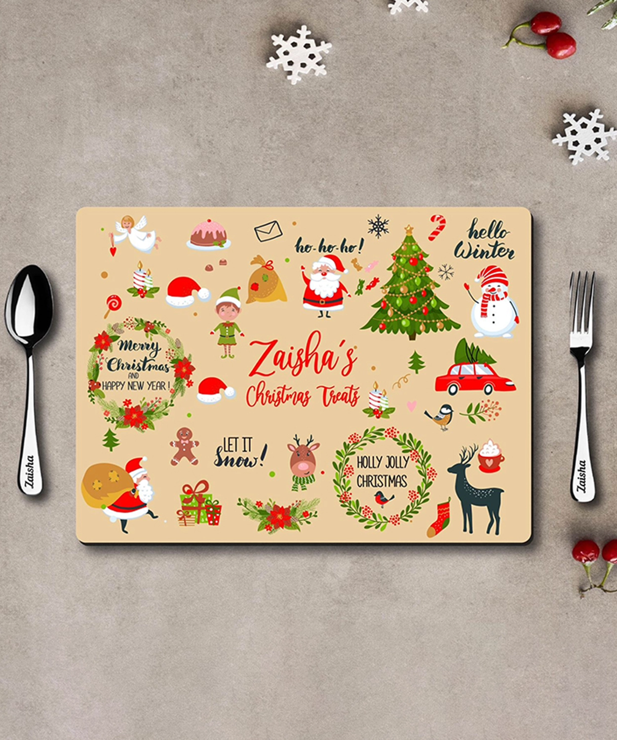 Mat Coaster Set- Merry Christmas